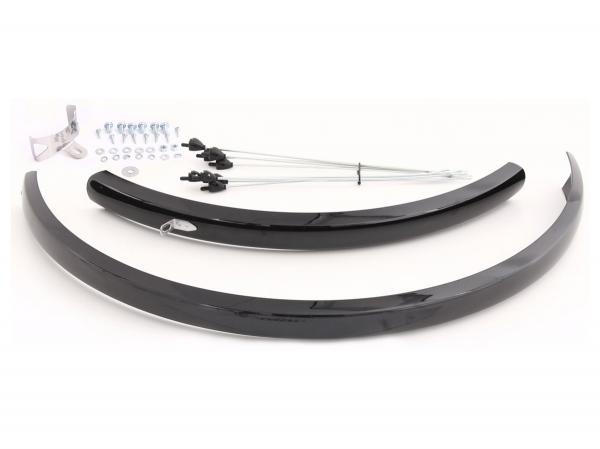 Błotnik 28 MR 28/53 p+t plastikowy czarny L-680/1185 + wsporniki - Sklep firmowy ProRowery