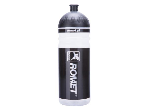 Bidon 0,7 l. przeźroczysto- czarny, zakrętka/czarna logo ROMET - Sklep firmowy ProRowery