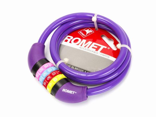 Zamknięcie na szyfr SL602 10x1000 /spirala/fiolet et/logo ROMET - Sklep firmowy ProRowery