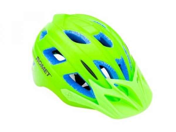 Kask rowerowy dzieciecy Romet 509-1 zielony mat z daszkiem