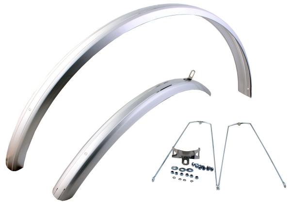 Błotnik 28 MR 28/53 p+t plastikowy srebrny L-680/1185 + wsporniki - Sklep firmowy ProRowery