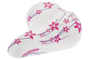 Selle monte grappa america happy flowers damskie siodełko rowerowe, biało-różowe