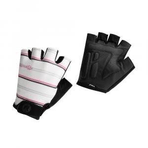 Rogelli rękawiczki rowerowe damskie stripe, biało-różowe - Rozmiar: XL