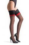 Pończochy Victoria 474 nero/red/nero plus
