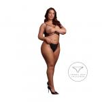 Open Cup Triangle Bra with Lace and Adjustable Sliders - Plus Size - Black