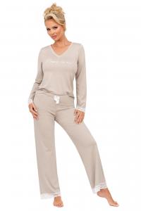 Piżama Simply Long Beige