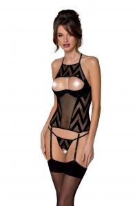 Top gorsetowy z pasami do pończoch - IRMINA CORSET black