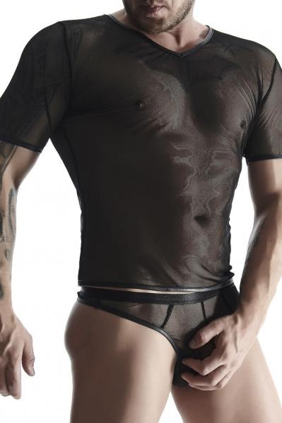 Męski t-shirt z elastycznej siatki w serek