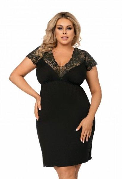 Donna Tess czarna plus size Koszula nocna