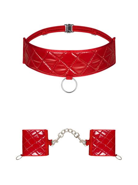 Kajdanki i choker Hunteria czerwone