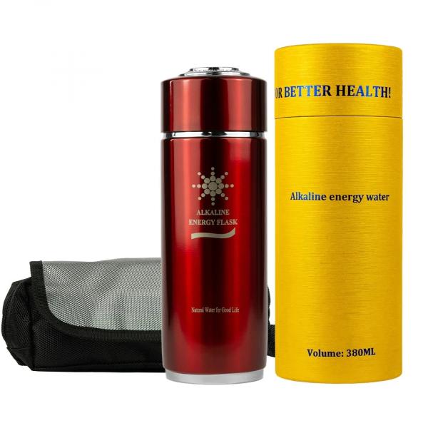 Water Flask Jonizator wody alkalicznej 0,38 l czerwony etui gratis