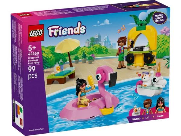 LEGO 42658 Friends Impreza na basenie z jednorożcem i flamingiem