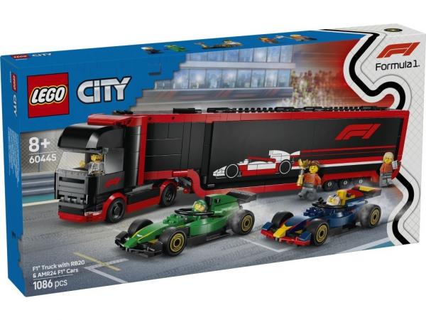 LEGO 60445 City F1 Ciężarówka z bolidami RB20 i AMR24 F1