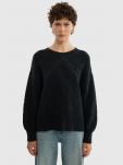 Sweter damski z ozdobnym splotem czarny Acidia 906