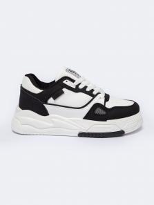 Sneakersy damskie ze skóry ekologicznej biało-czarne NN274669 101