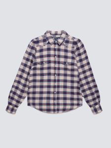 Koszula damska flanelowa z wiskozy w krate granatowo-beżowa Indina 401