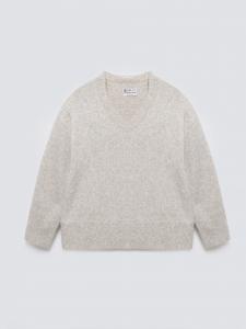 Sweter damski v-neck z dodatkiem wełny beżowy Violina 801