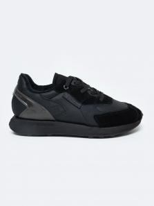 Sneakersy męskie ze skóry naturalnej czarne OO174297 906