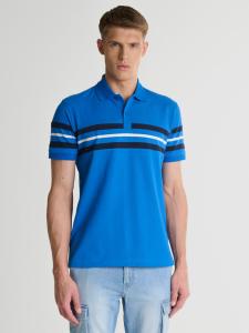 Koszulka męska polo z paskami niebieska Merrex 401