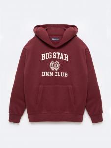 Bluza damska z kapturem z haftem bordowa Merta 604