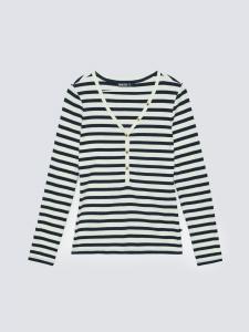 Bluzka damska z dekolotem v-neck w paski granatowa Mella 403