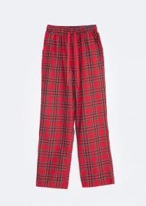 Spodnie unisex piżamowe w kratę czerwone Senminis 603