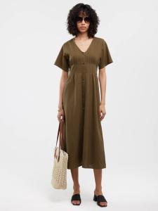 Sukienka damska midi lniana khaki Victorine 303