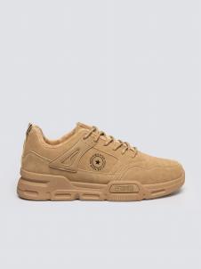Sneakersy męskie ze skóry ekologicznej beżowe OO174578 801