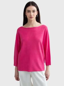 Sweter damski z wiskozy z rękawem 3/4 różowy Kikalia 601