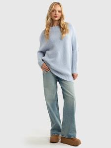 Sweter damski oversize z domieszką wełny błękitny Mayamiko 400