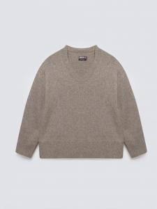 Sweter damski v-neck z dodatkiem wełny brązowy Violina 804