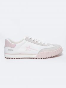 Sneakersy damskie ze skóry ekologicznej z różowymi wstawkami NN274868 101