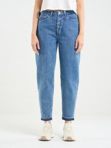 Jeansy damskie mom jeans marmurkowe niebieskie Ria 244