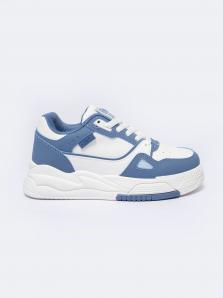 Sneakersy damskie ze skóry ekologicznej biało-niebieskie NN274670 101
