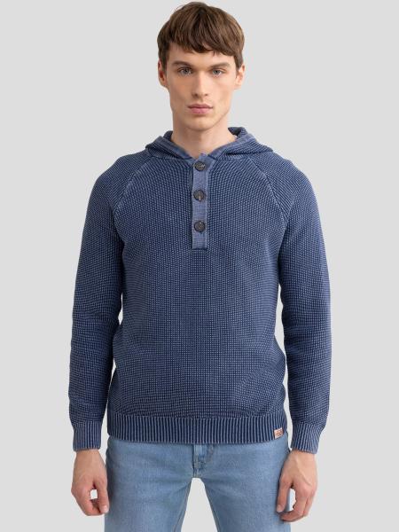 Sweter męski z kapturem granatowy Carlson 403