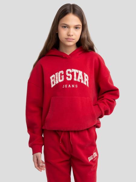 Bluza dziewczęca z kapturem z logo BIG STAR czerwona Salomeah 603
