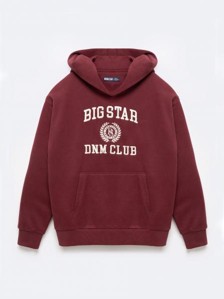 Bluza damska z kapturem z haftem bordowa Merta 604
