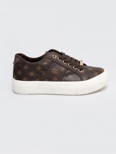 Sneakersy damskie ze skóry ekologicznej brązowe RR274357 803