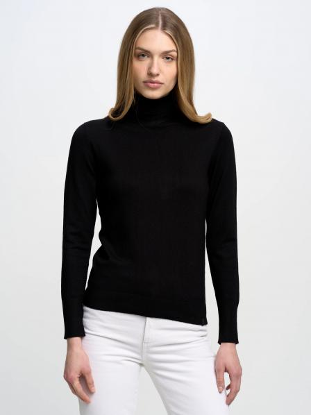 Sweter damski z golfem czarny Charlinka 906