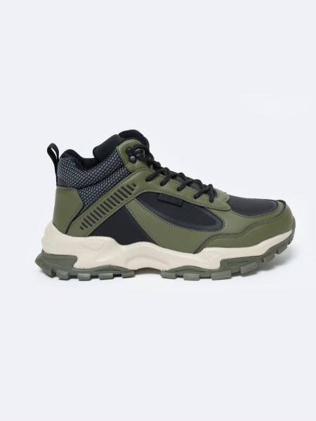 Buty męskie trekkingowe ze skóry naturalnej khaki OO174507 303