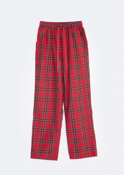 Spodnie unisex piżamowe w kratę czerwone Senminis 603