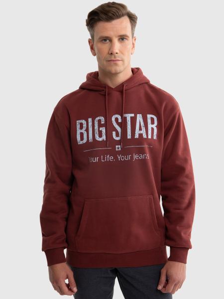 Bluza męska z kapturem z logo BIG STAR bordowa Ashlyno 604