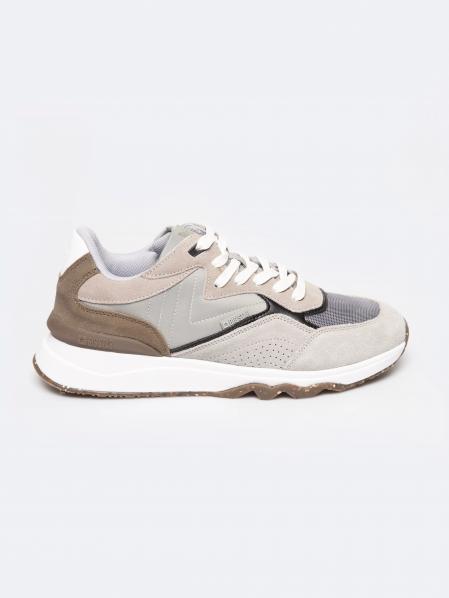 Sneakersy męskie ze skóry naturalnej szare RR174429 901