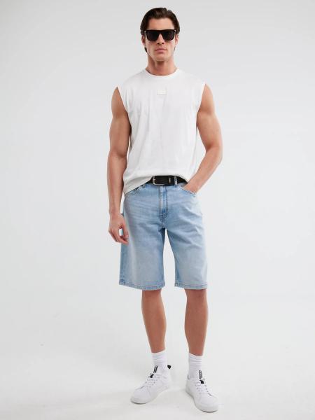 Szorty męskie jeansowe z przetarciami jasnoniebieskie Aleksy Workwear 220
