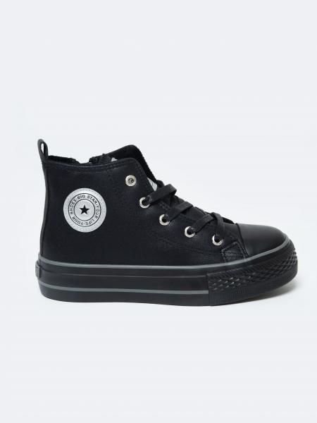Trampki dziecięce unisex ze skóry ekologicznej czarne OO374225 906
