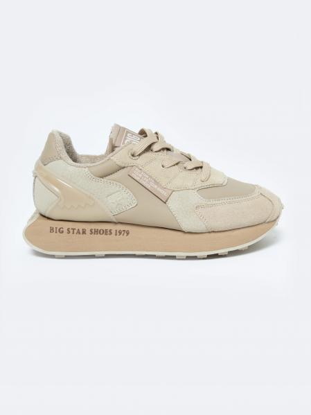 Buty damskie sportowe ze skóry naturalnej beżowe OO274564 801