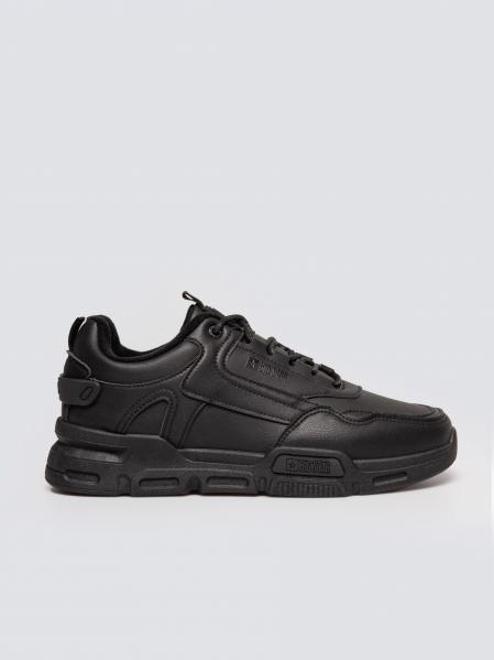 Sneakersy męskie ze skóry ekologicznej czarne OO174584 906