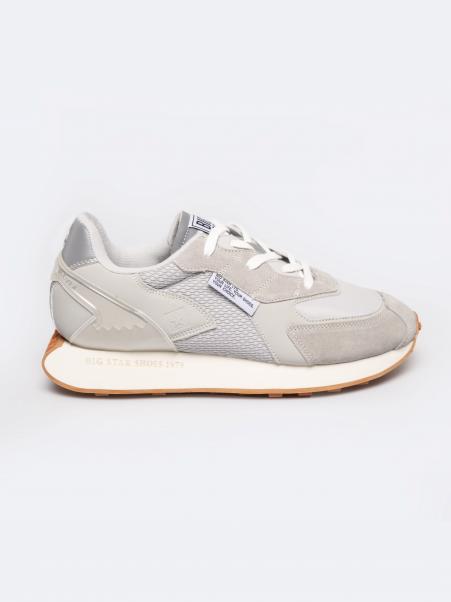 Sneakersy męskie ze skóry naturalnej szare RR174374 902
