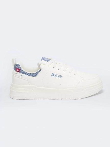 Sneakersy męskie ze skóry ekologicznej beżowe NN174150 801
