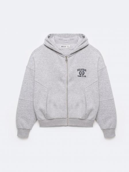 Bluza damska z kapturem rozpinana szara Madelina 901
